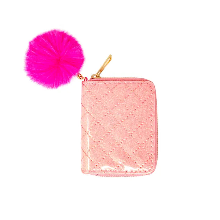 Girls Sparkle Quilted Wallet - Bubblegum