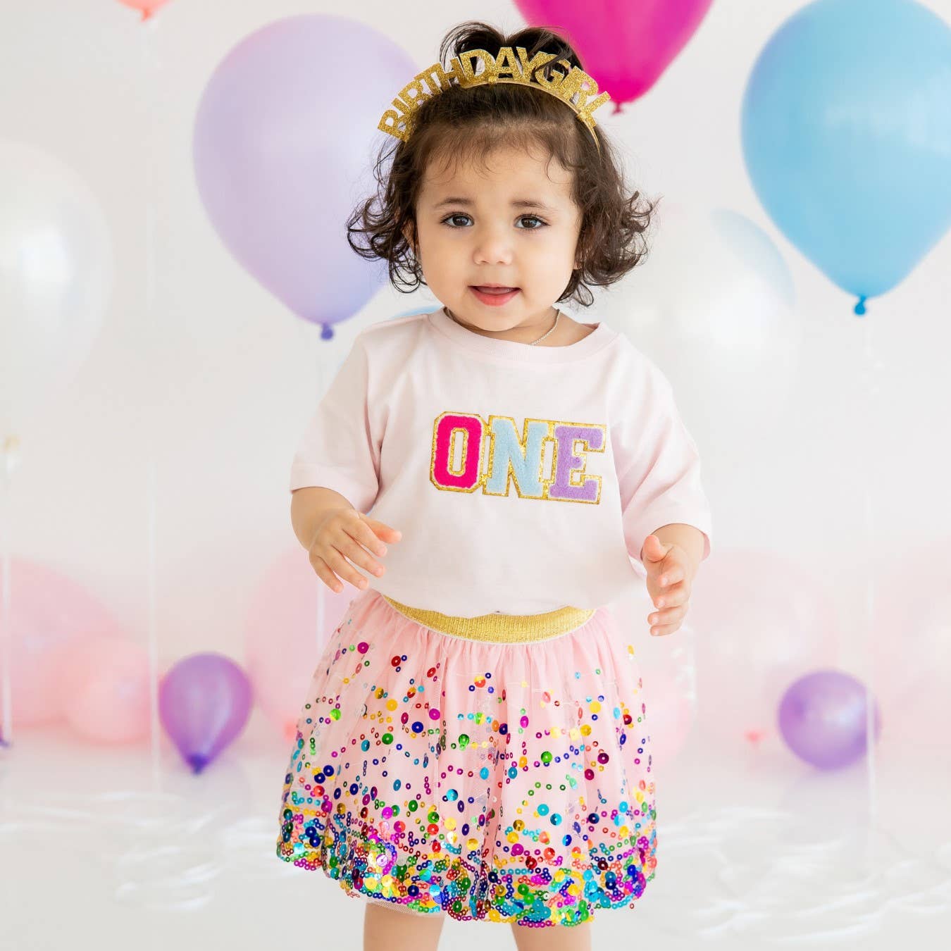 First Birthday Patch Short Sleeve T-Shirt - Kids Birthday: 12-18M