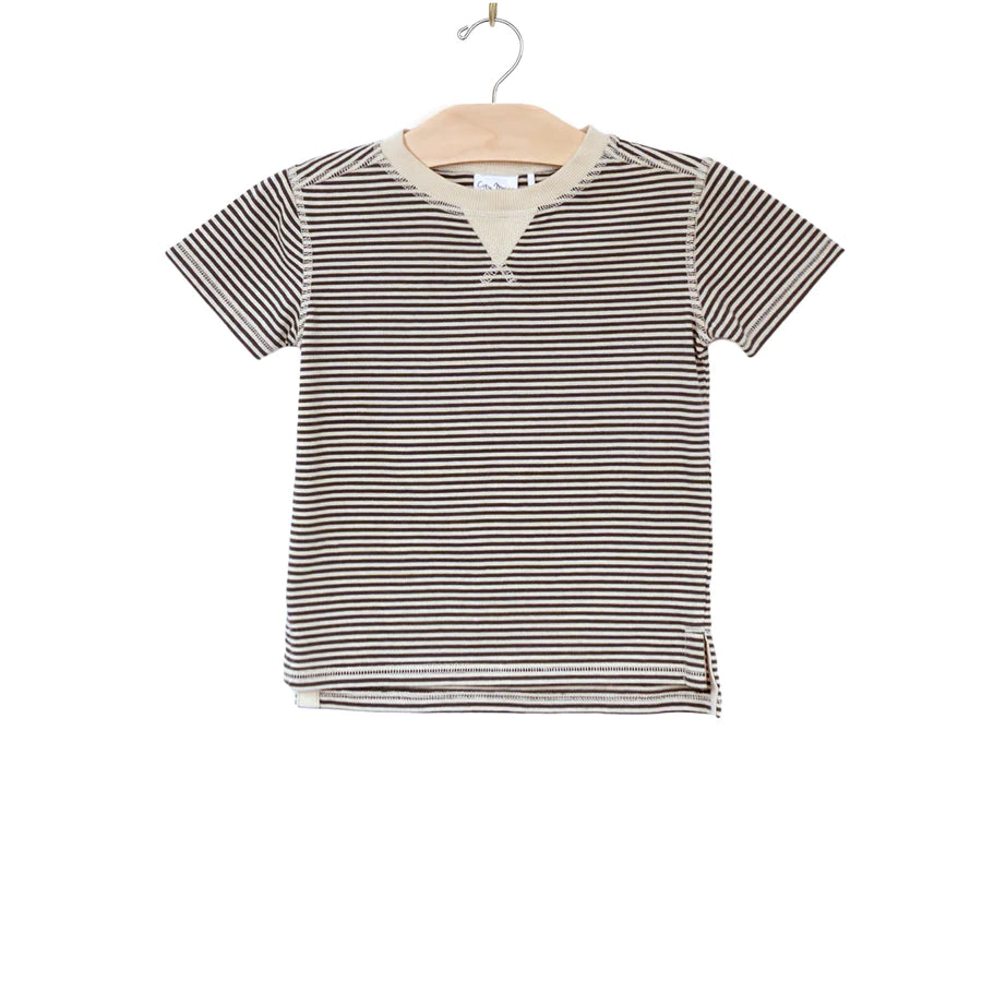 whistle patch tee combed jersey ss24 - charcoal stripe