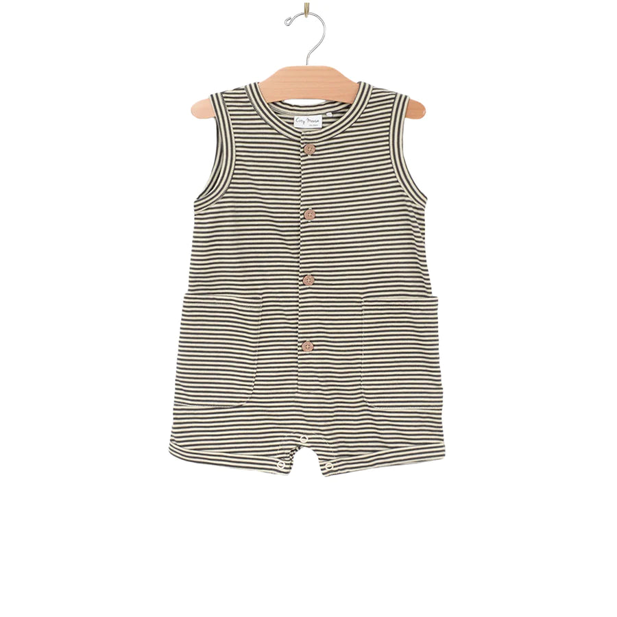 Henley Tank Short Romper - Combed Jersey