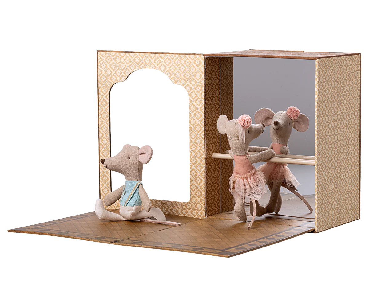 Maileg Ballet Mice in Dance Studio Little Sister and Brother Little Sprout
