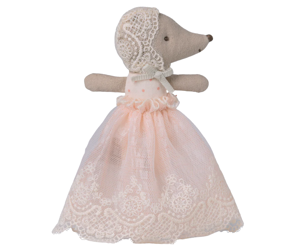 Maileg Baby Mouse in Gown Powder Little Sprout
