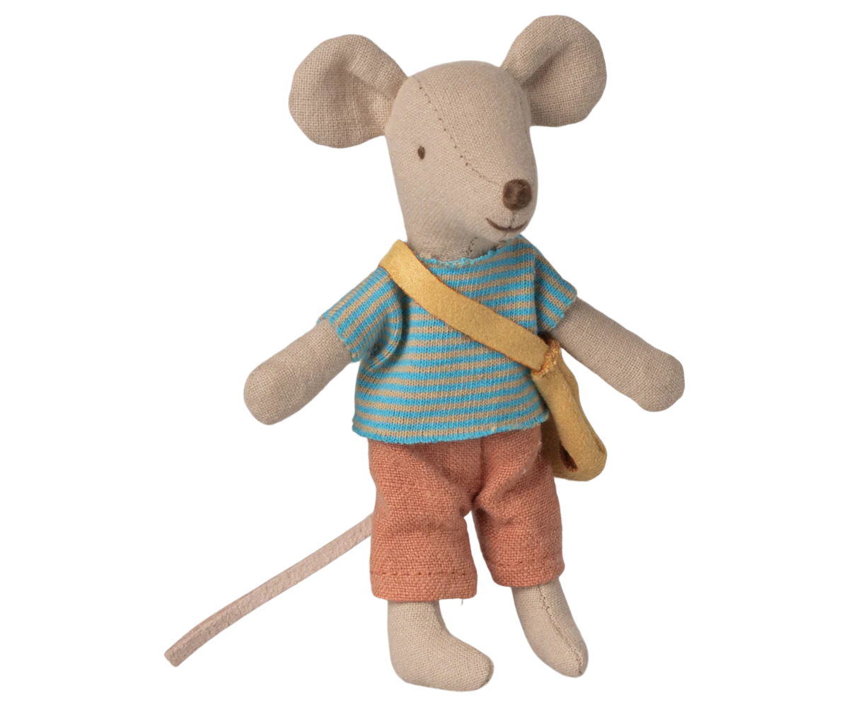 Maileg Little Brother Mouse with Bag Little Sprout