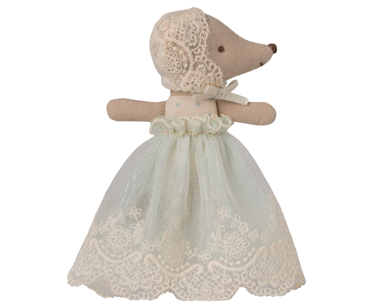 Baby Mouse in Gown Mint Little Sprout Maileg