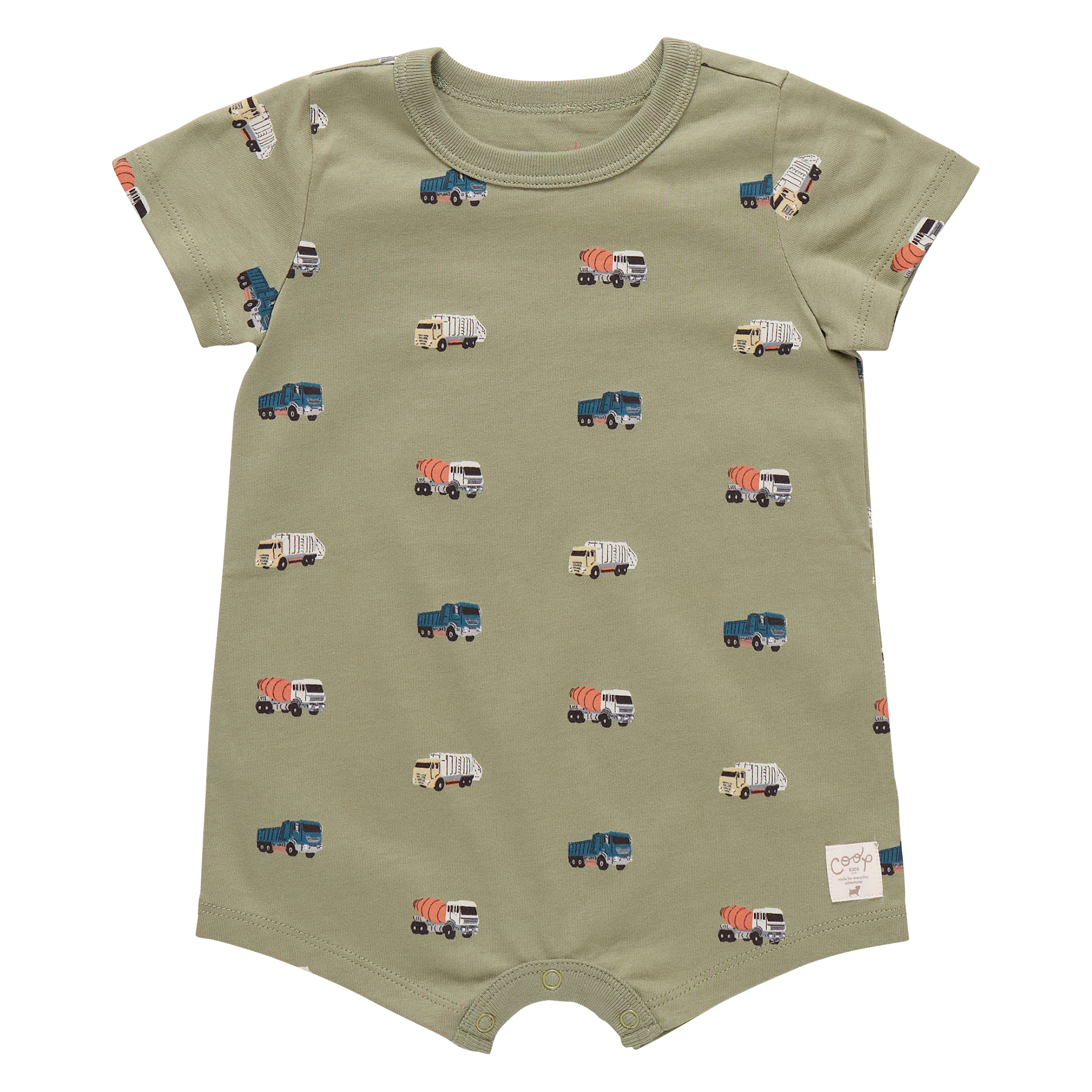 Pink Chicken Coop Baby Adventure Romper Trucks Little Sprout