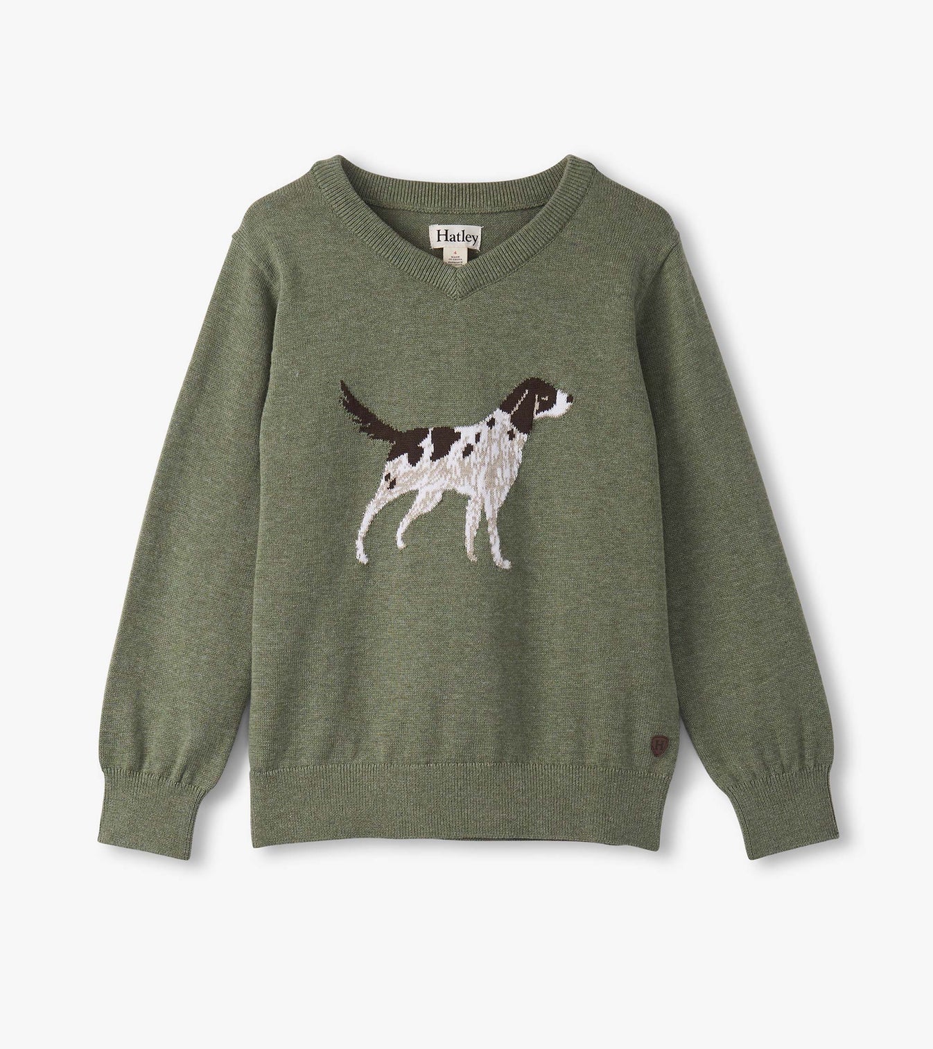 Hunting Dog V-Neck Sweater Loden Green Little Sprout