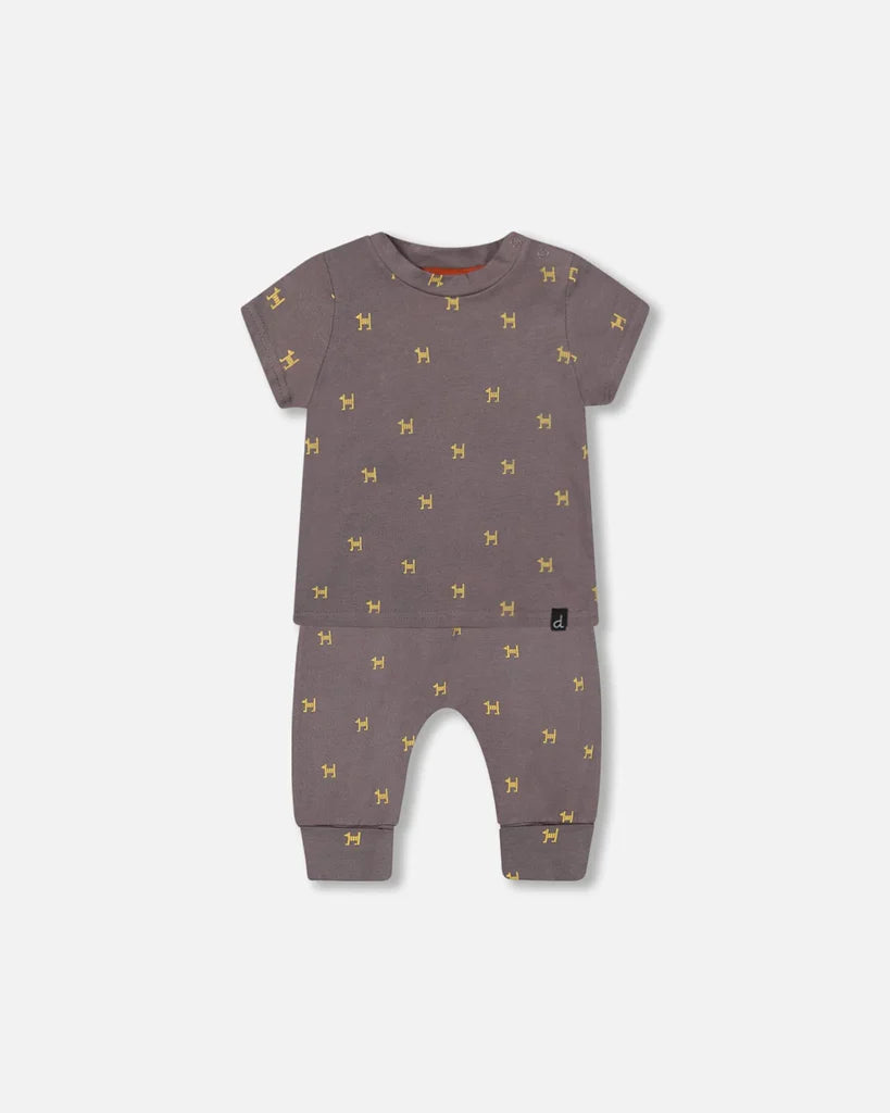 Printed Organic Top and Pant Set - Printed Small Dogs