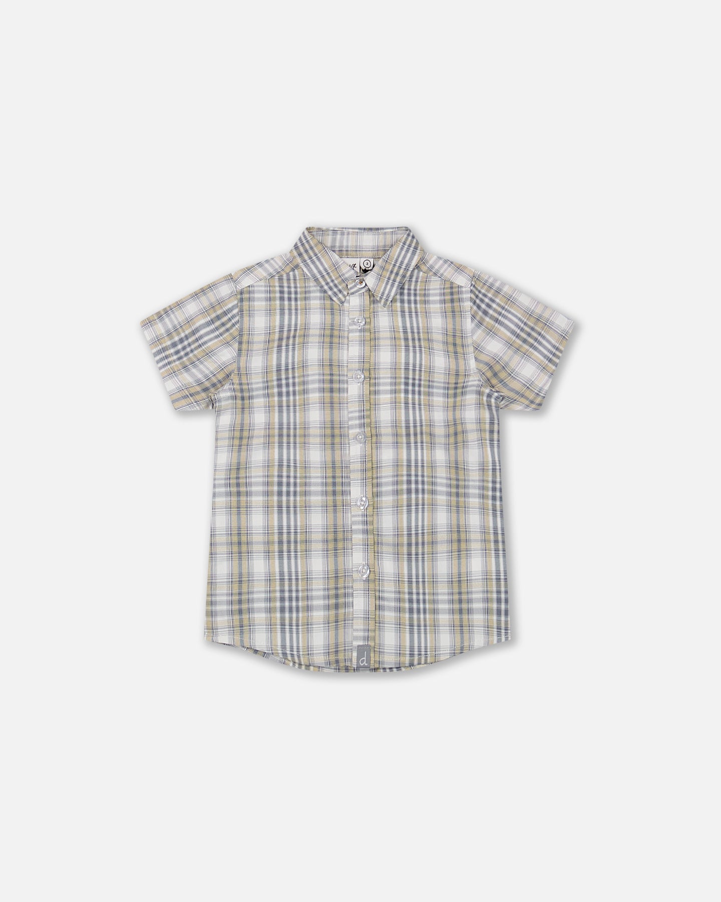 Short Sleeve Plaid Shirt - Blue Green