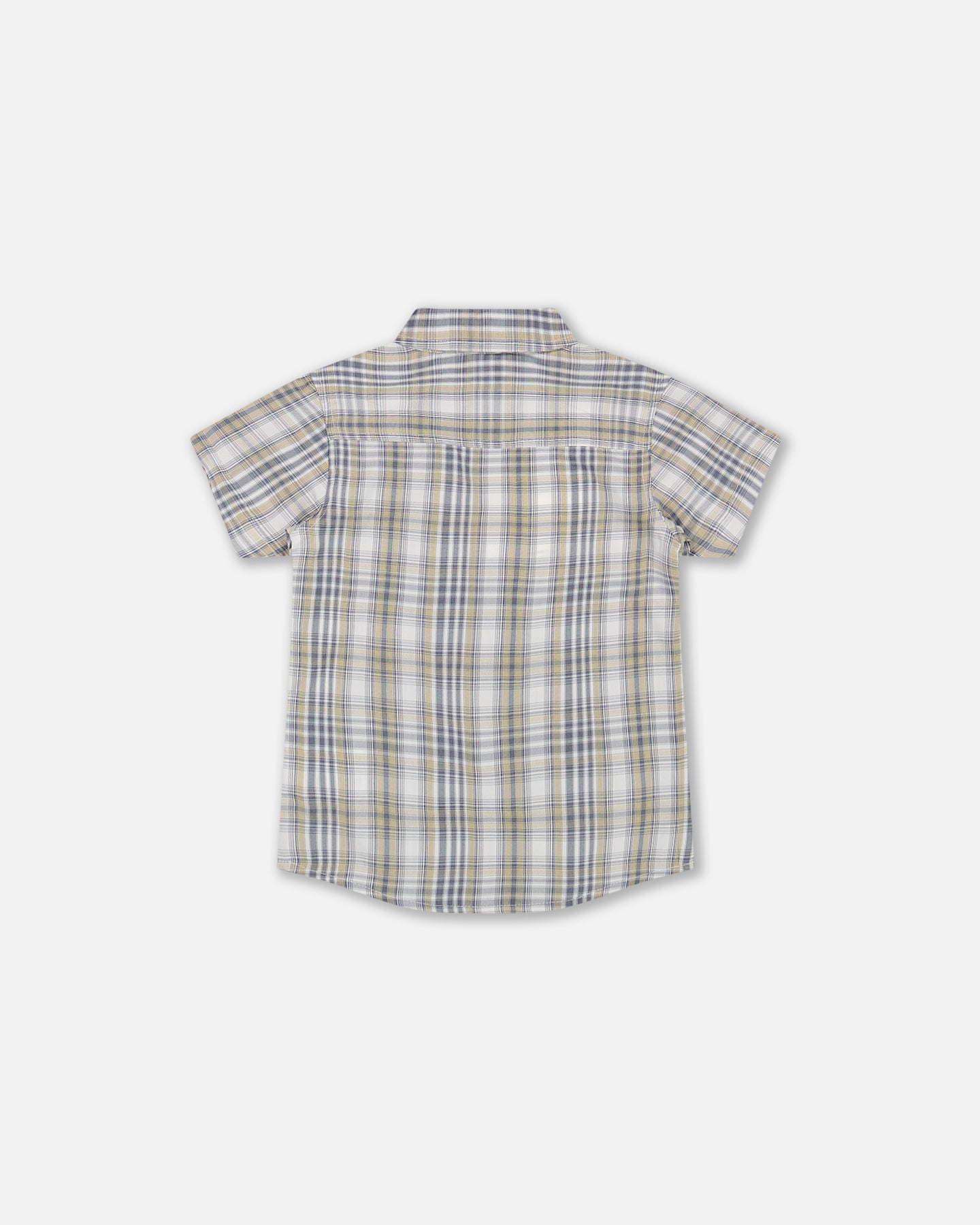 Short Sleeve Plaid Shirt - Blue Green