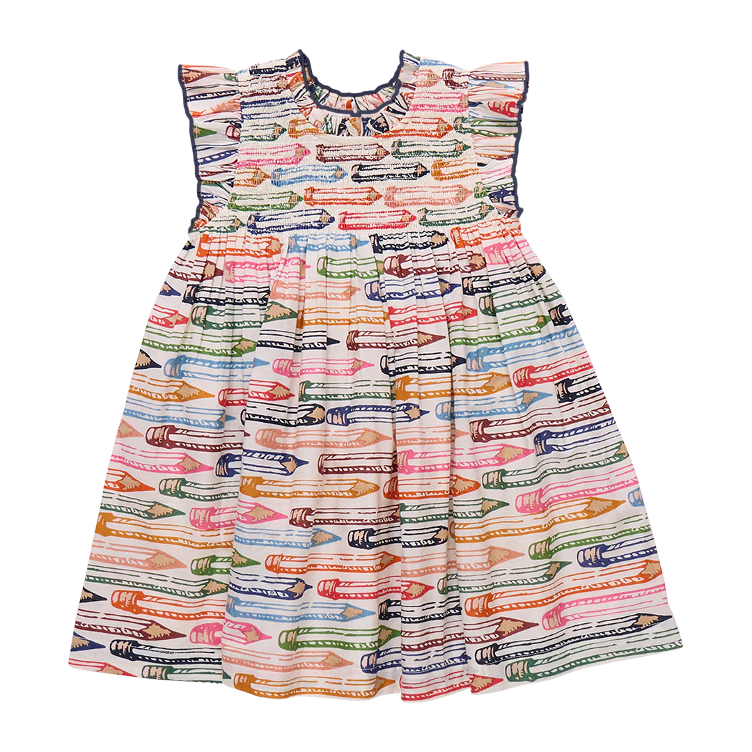 Pink Chicken Stevie Dress Colored Pencils Little Sprout