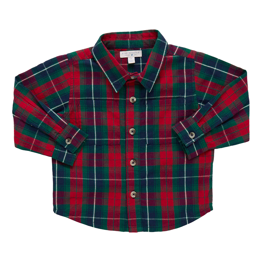Boy Jack Shirt - Red Tartan Pink Chicken Little Sprout