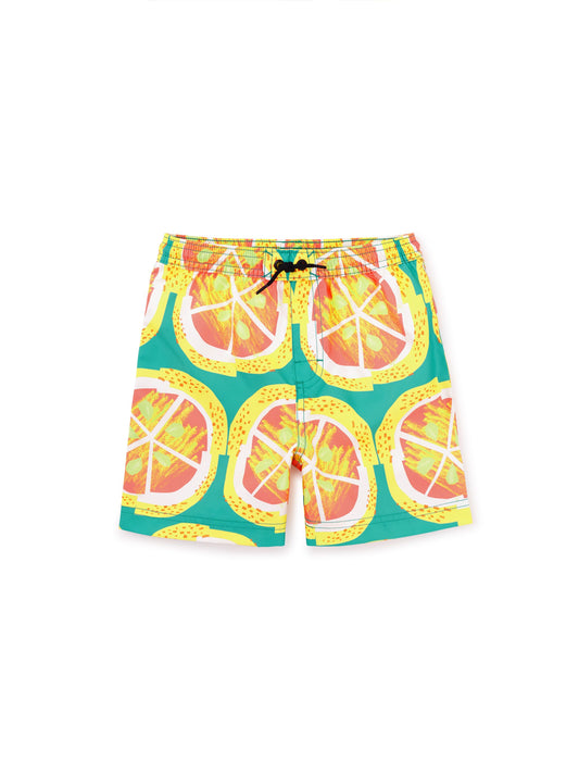 Mid Length Swim Trunks - Orange Wax