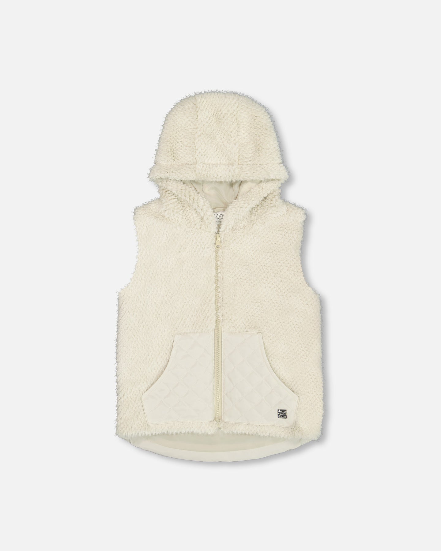 Hooded Vest with Kangaroo Pockets  - Off White