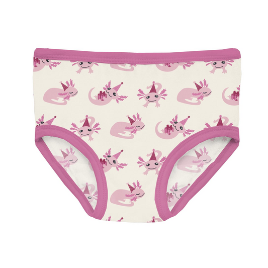 Print Girls Underwear - Natural Axolotl Party