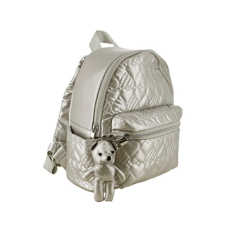 Quilted Metallic Backpack - White Gold