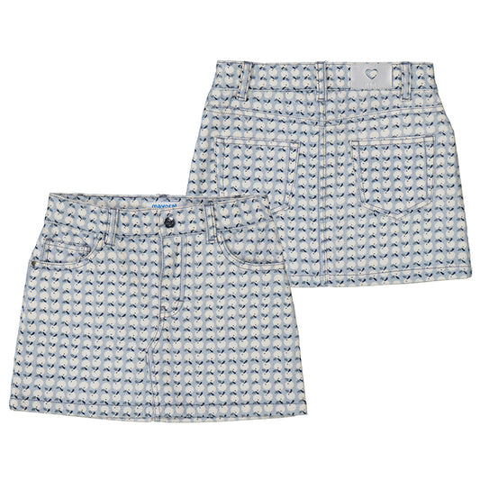 Corduroy Printed Skirt for Girls - Sky Blue