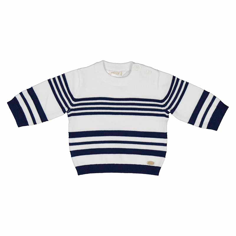 Newborn Knit Sweater - White/Navy