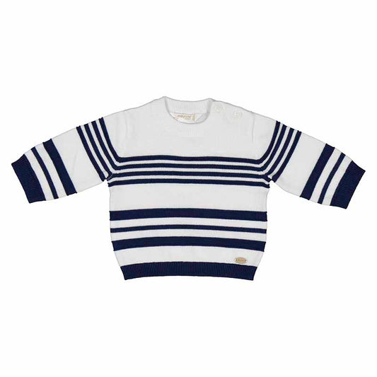 Newborn Knit Sweater - White/Navy