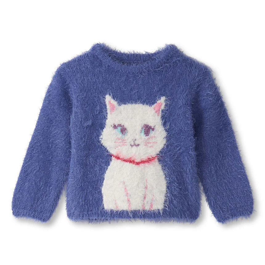 Hatley Kitty Cat Furry Sweater Little Sprout