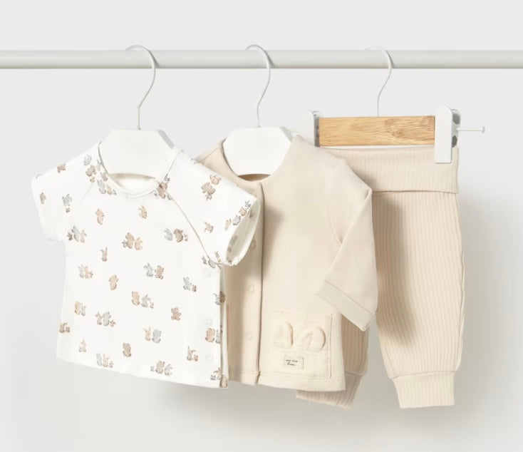 Newborn Tracksuit with Printed T-Shirt - Ceramic