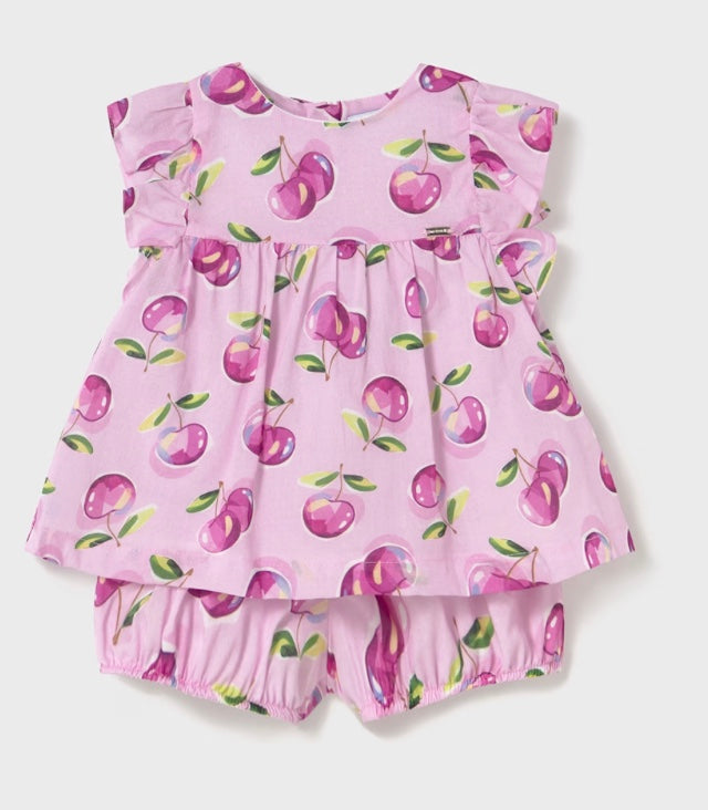 Baby Bubble Shorts and Blouse Set - Mauve Fruits