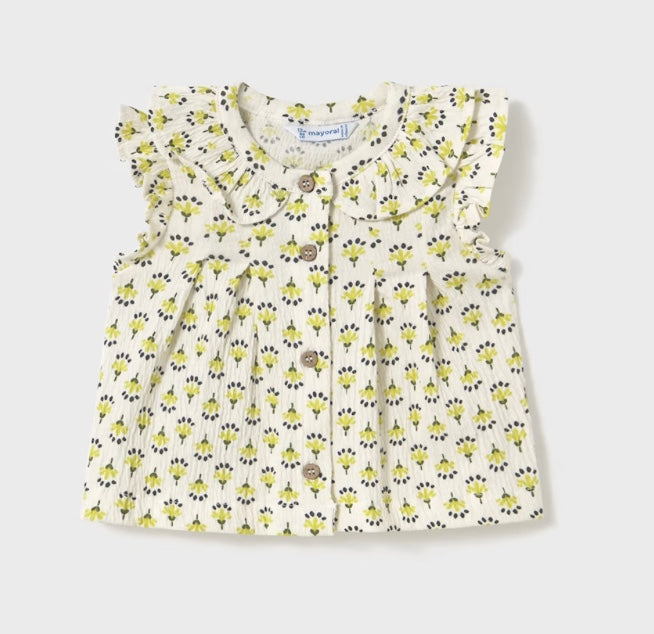 Baby Printed Bambula Blouse - Pistachio