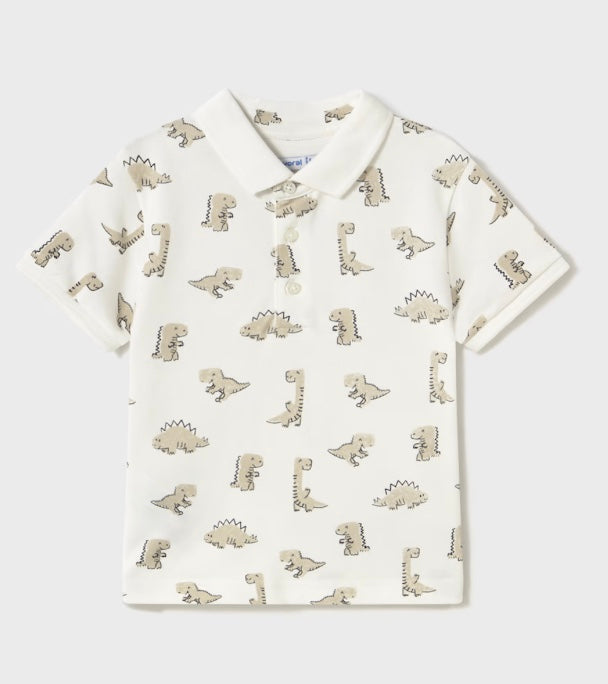 Short Sleeve Printed Polo - Cream