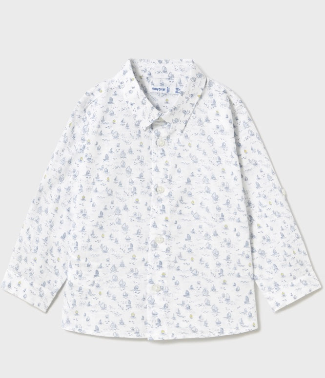 Baby Long Sleeve Printed Shirt - Boats