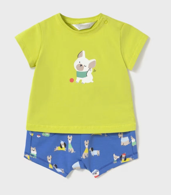 Newborn Shorts and Printed T-Shirt Set - Klein Blue