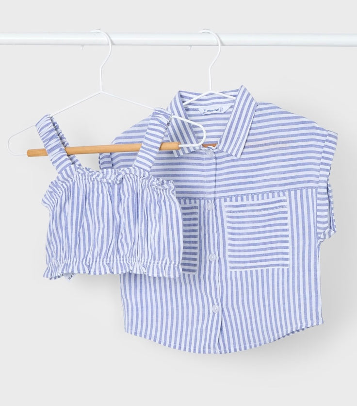 Striped Blouse with Top - Indigo