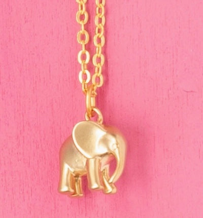 Tiny Elephant Charm Necklace - Gold