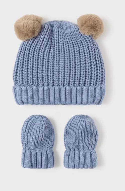 Hat and Mittens Set - Cerulean