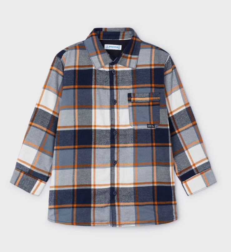 Boy Plaid Overshirt - Carrot