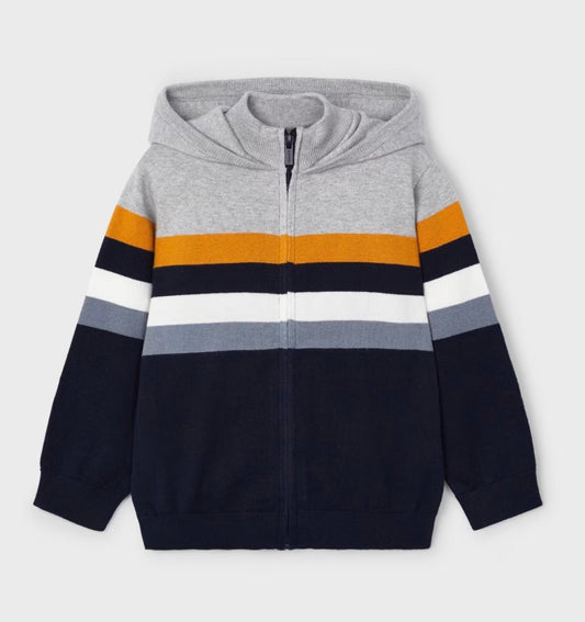 Boy Tricot Striped Hoodie - Carrot