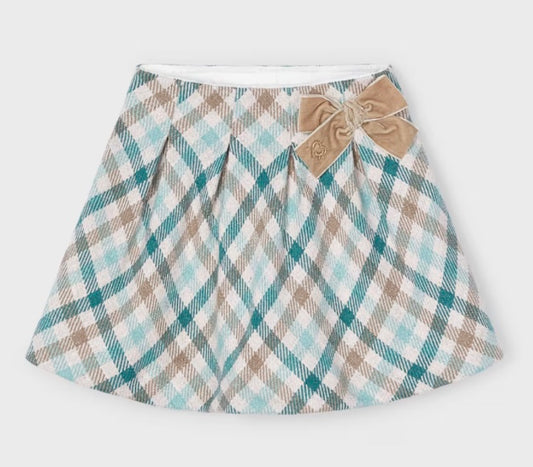 Plaid Skirt with Bow for Girls - Jade