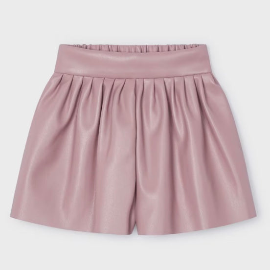 Leatherette Shorts for Girls - Rose