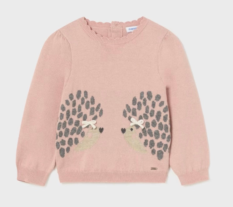 Baby Jacquard Animal Sweater - Blush