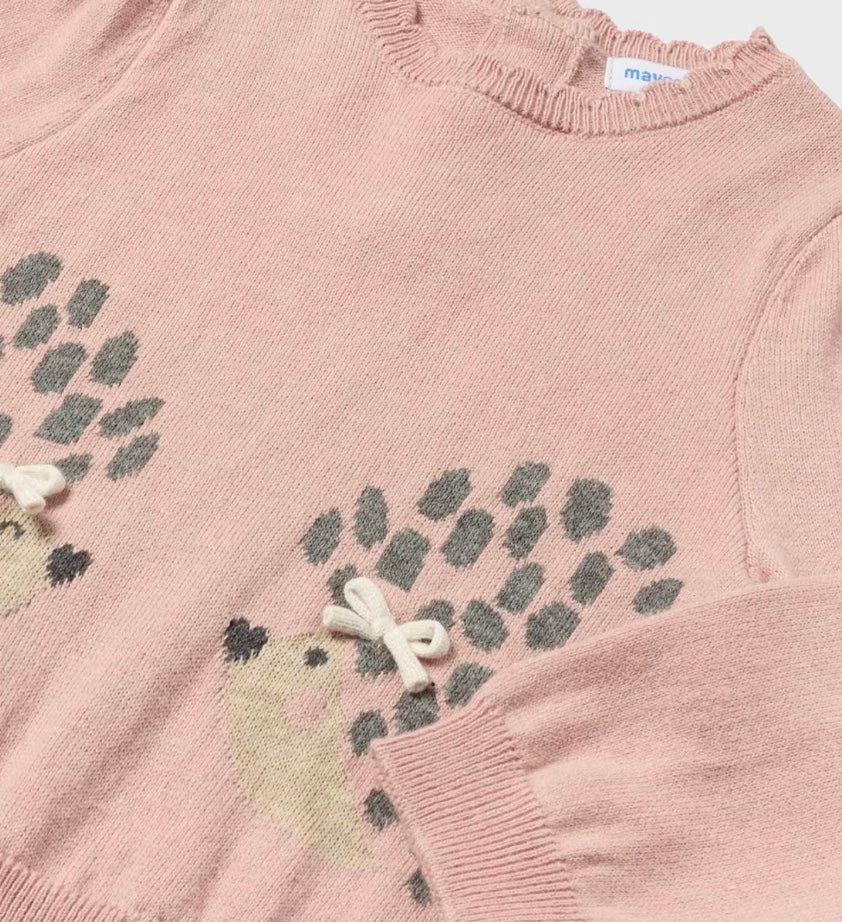 Baby Jacquard Animal Sweater - Blush