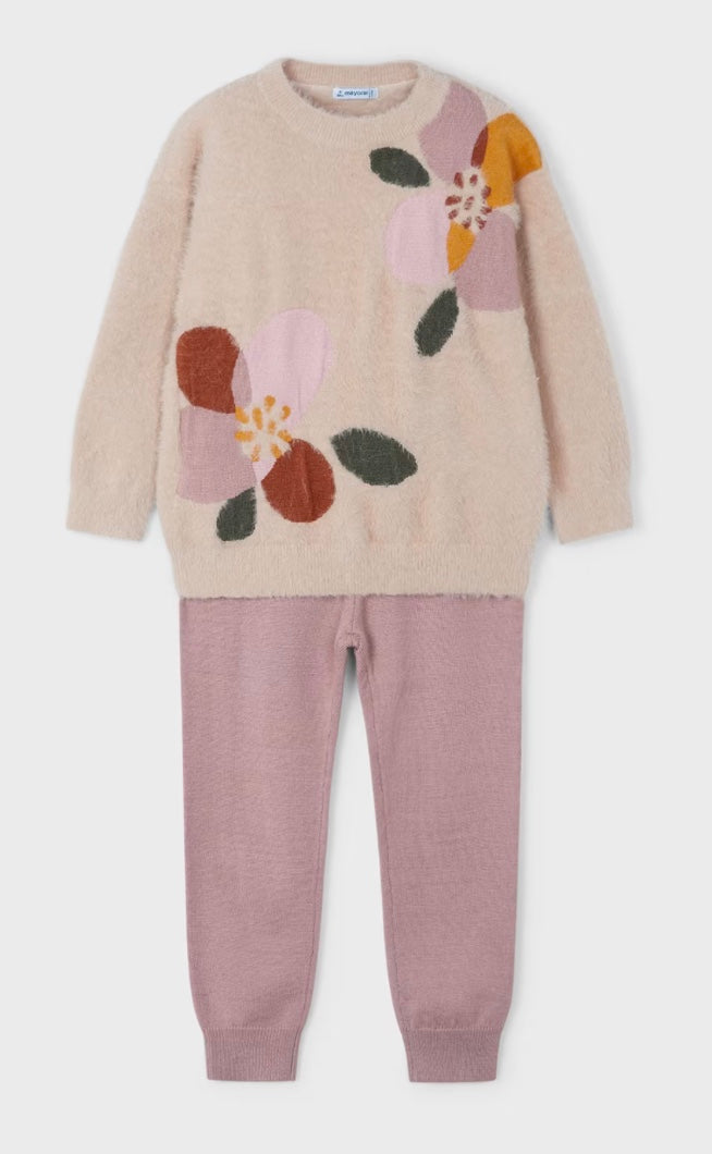 Knit Pants and Sweater Set - Rose