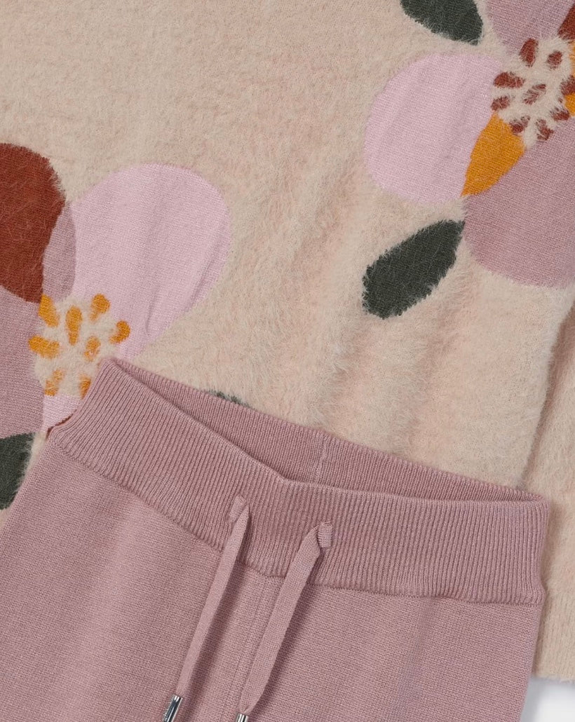 Knit Pants and Sweater Set - Rose