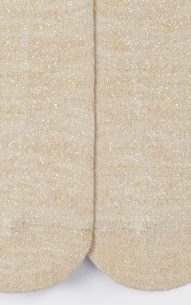 Metallic Thread Tights for Girls - Beige Maza