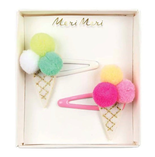 Pompom Ice Cream Hair Clips