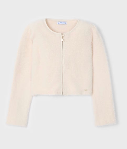 Girls Knit Zip Cardigan - Chickpea