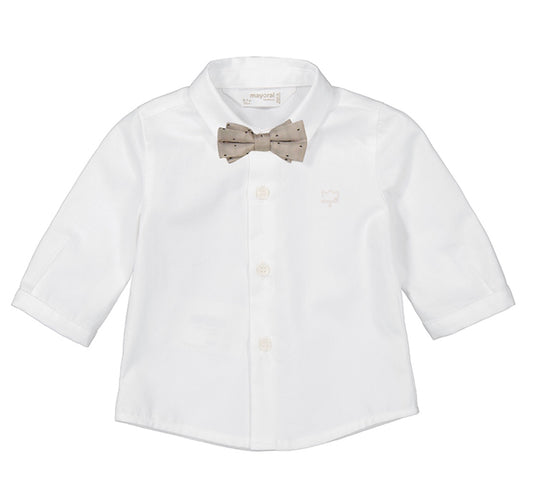 Long Sleeve Shirt with Bowtie - Natural