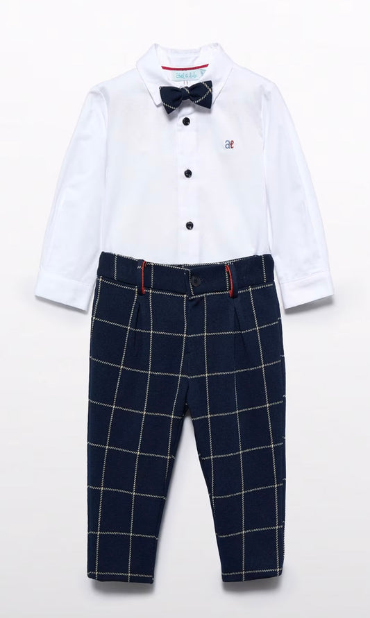 Boys Knit Plaid Pant Set