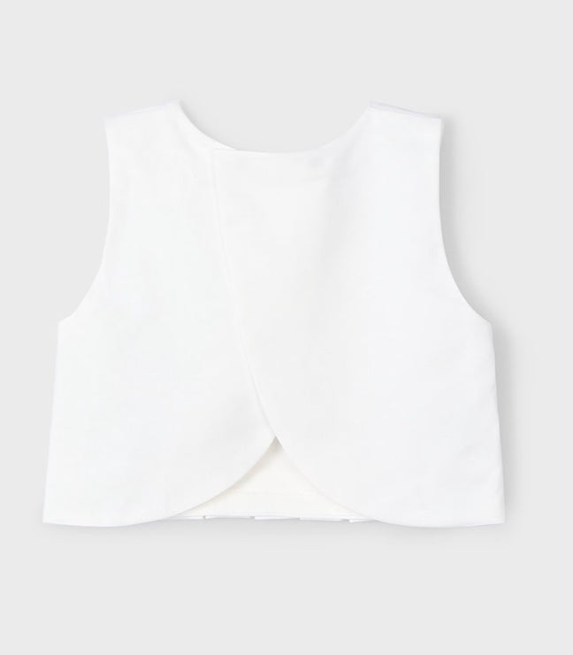 Girls Pleated Detail Top - Off White