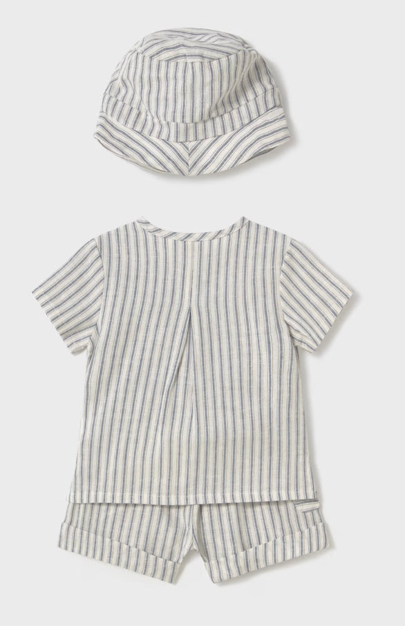 Newborn 3 Piece Striped Set with Hat - Natural