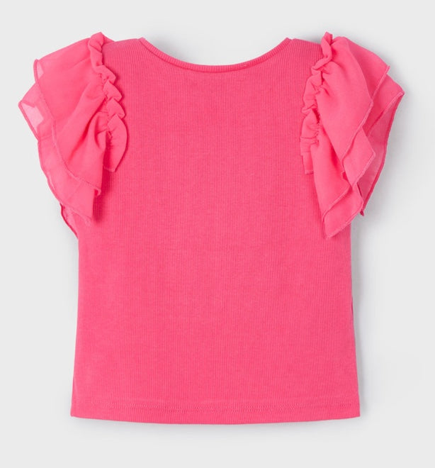 Chiffon Ruffled T-Shirt - Peony