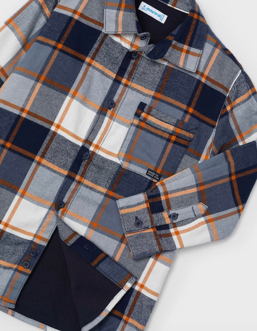 Boy Plaid Overshirt - Carrot