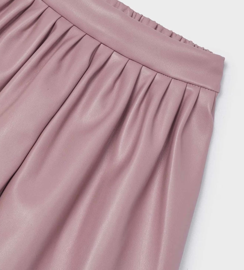 Leatherette Shorts for Girls - Rose